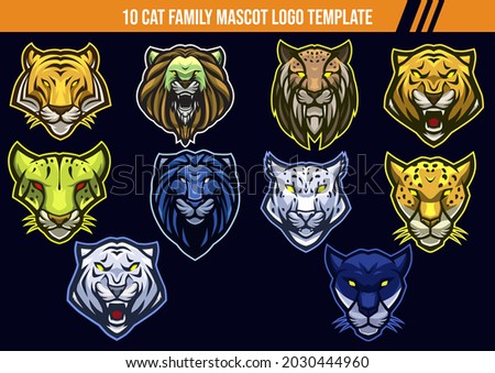 Cat family mascot Logo template for your team, etc.