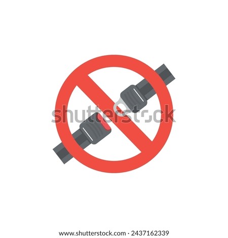 vector illustration warning that it is prohibited to remove or open the seat belt.