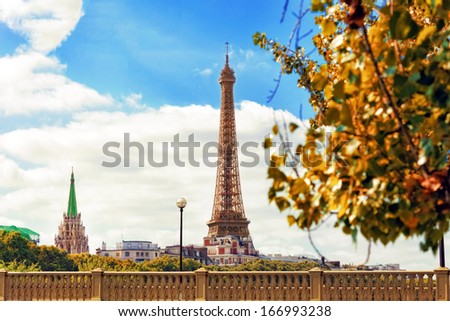 Eiffel Tower -view from Embankment of the River Seine.Paris