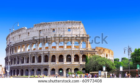 The Colosseum, the world famous landmark in Rome, Italy. Panorama
