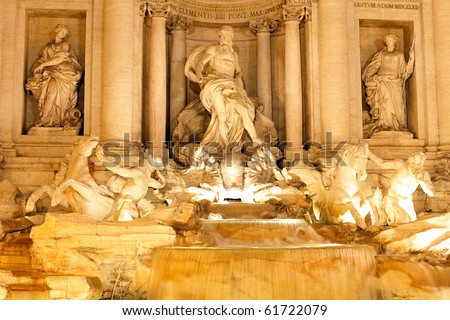 Fountain  di Trevi - most famous Rome's fountains in the world. Italy. Night scene.