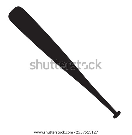 Vector Baseball Bat Silhouette Illustration On White Background.

