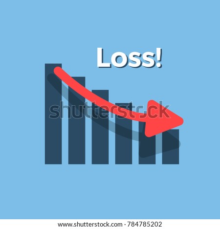 Loss bar chart with red arrow down