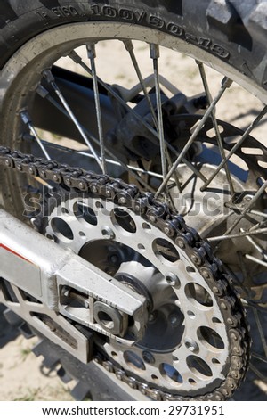 Details of a racing motorcycle a wheel rubber