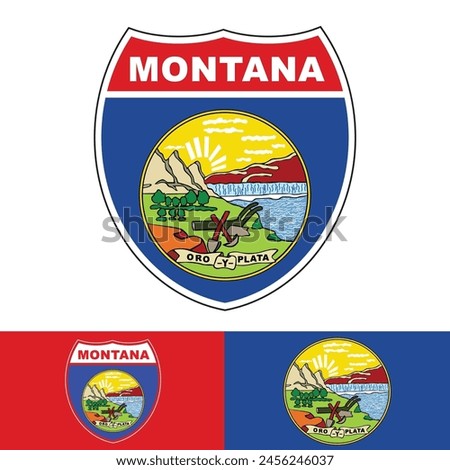 Montana badge for brand T-shirt name and celebration country with flag or icon patriotism