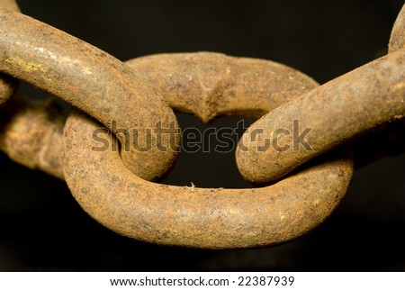 Closeup of rusty links in a chain
