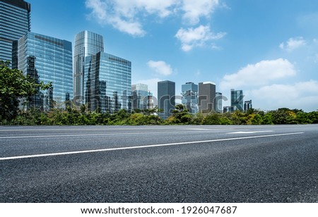 Highway skyline and city buildings