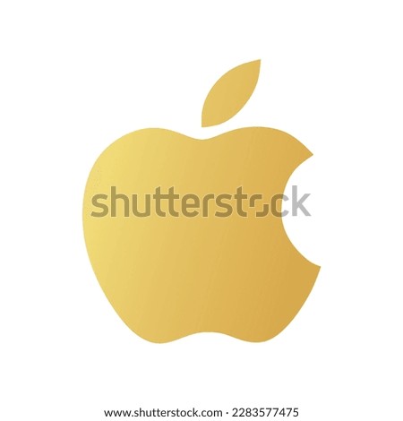 Golden color Apple iPhone official logo transparent png icon vector illustration 