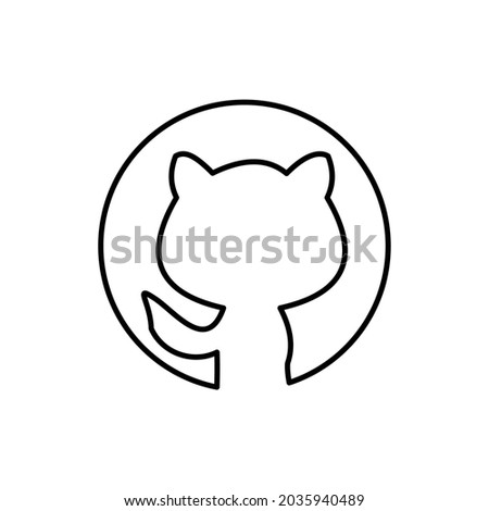 Cat social media application icon, with a line shape, vector illustration of social media logs.