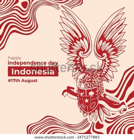 17 August is Indendence day in Indonesia 78th and The national emblem is called Garuda Pancasila with creative decoration background