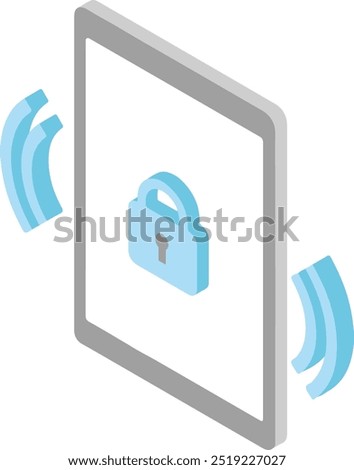 Isometric illustration of a securely locked tablet device 2