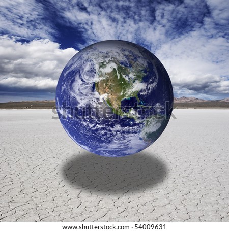 Composite / photo-illustration of the earth in the desert