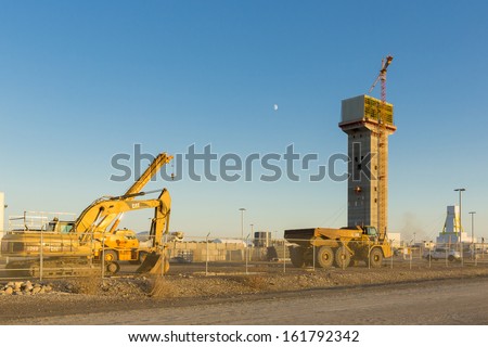 ESTERHAZY, CANADA - OCT 13: Building the service shaft of the Mosaic K3 Potash Mine on October 13, 2013 in Esterhazy, Canada.