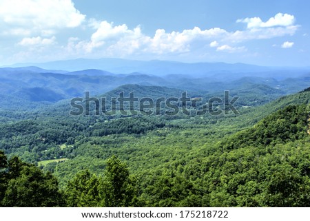 The natural landscape of the forest and mountains in the Great Smoky Mountains National Park