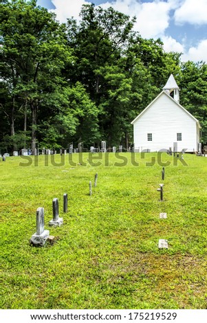 Primitive Baptist Church and graveyard at Cades Cove in the Great Smoky National Park, Tennessee