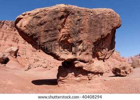 A balanced rock near Lees Ferry in the Glen Canyon National Recreation Area, Arizona.