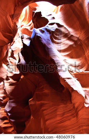 Antelope Canyon has been created over many thousands of years by the forces of water and wind, slowly carving and sculpting the sandstone into forms, textures, and shapes which we observe today.