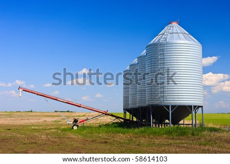 Steel grain silos used to store grain.