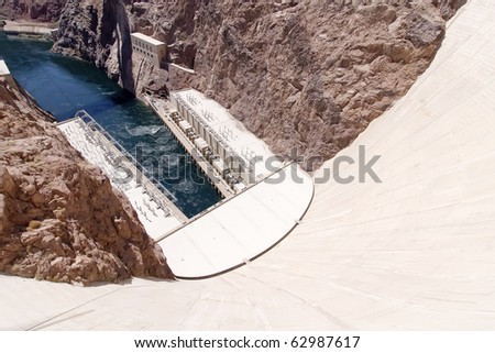Hoover Dam, once known as Boulder Dam, is a concrete arch-gravity dam in the Black Canyon of the Colorado River, on the border between the US states of Arizona and Nevada