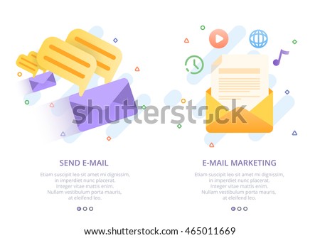 Set of modern flat design concept for e-mail marketing, send e-mail. News letter advertising icon. Flat colorful style Onboard, business concept web vector illustration.