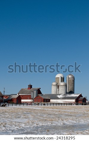 Four silo farm in winter