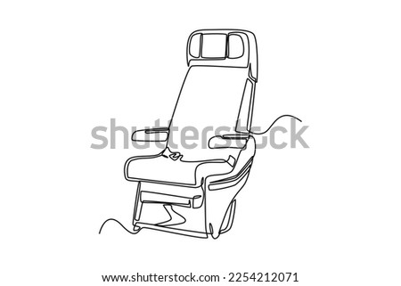 Single one line drawing Airplane seat. Air transportation Concept. Continuous line draw design graphic vector illustration.