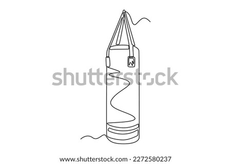 Single one line drawing punching bag. Fitness equipment concept. Continuous line draw design graphic vector illustration.
