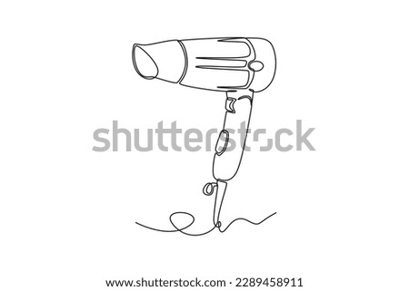 Single one line drawing hair dryer. Home appliances concept. Continuous line draw design graphic vector illustration.