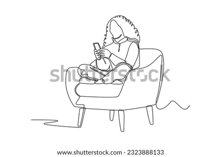 Continuous one line drawing People holding, using mobile phones. Single line draw design vector graphic illustration.