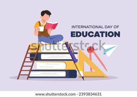 International Education Day concept. Colored flat vector illustration isolated.