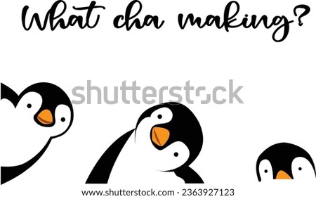 Cartoon funny penguins cute three penguin flat vector 