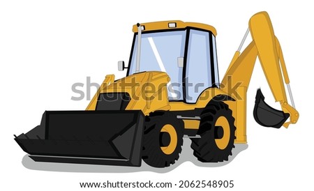 Illustration of Bulldozer digger construction vehicle