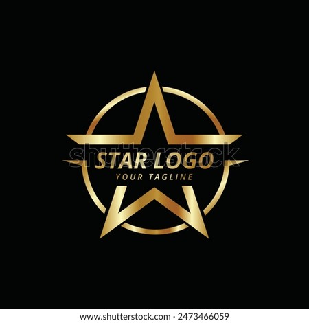 Gold star logo vector Illustration with black background