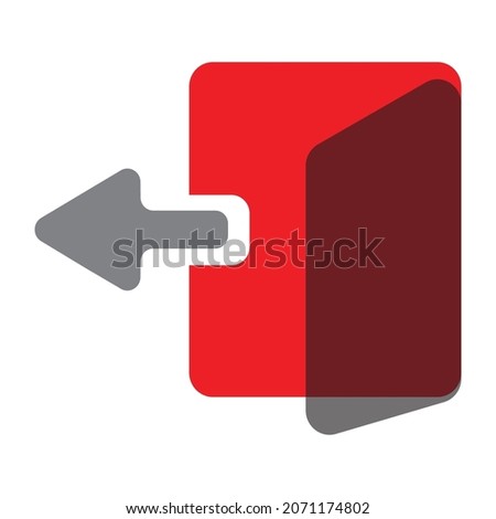 Red and gray vector sign out used for app, web, internet, hints and announcements.