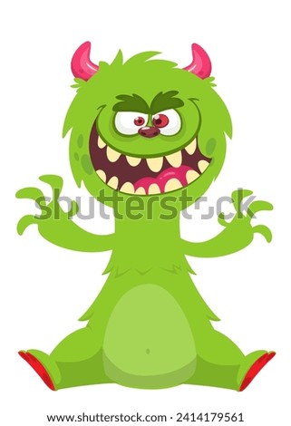 Funny green monster character design. Halloween illustration isolated.