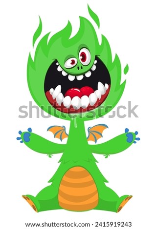 Funny green monster character design. Halloween illustration isolated.