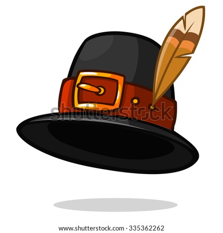 Pilgrim hat on white, Thanksgiving symbol, vector