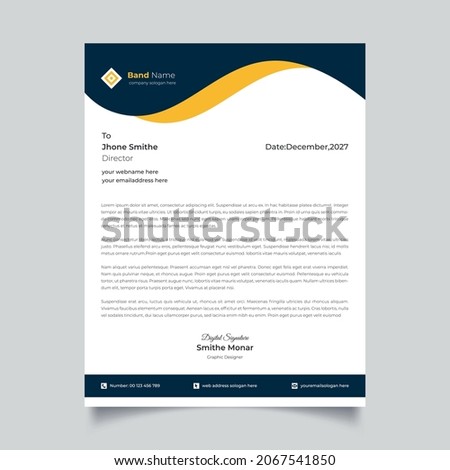 Modern company letterhead with green elements, Corporate company letterhead and invoice template design