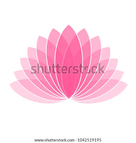 Pink Lotus Flower Icon Logo on White Background Illustration