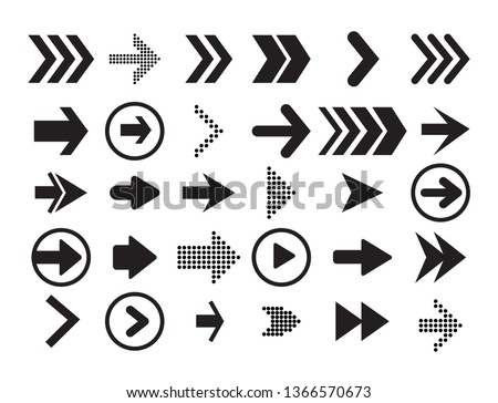 Arrow vector collection Cursor. Black icon set of arrows, back, next, previos icon app or web design. Modern simple arrows. Vector illustration 