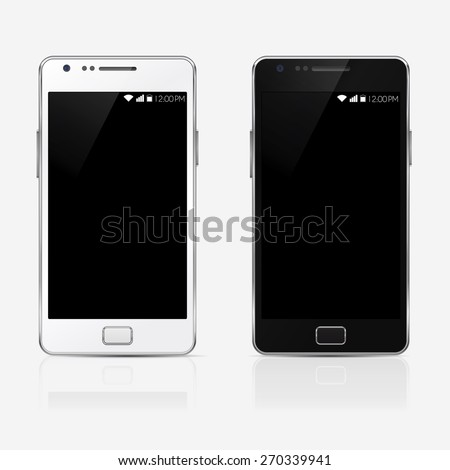 rectangular stylish mobile phone isolated, realistic vector illustration.