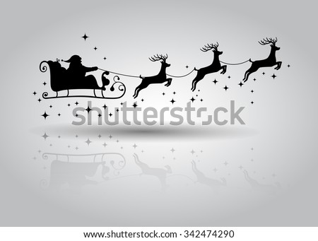 Vector Illustration of Santa Claus Driving in a Sledge