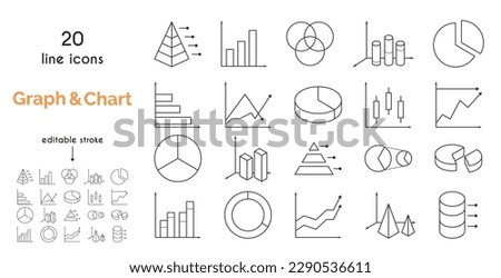 Set of Graph Related Vector Line Icons. Pie Chart, Graphic, Statistics, Column Chart and more. Editable Stroke.
