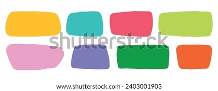 Hand drawn organic rectangles. Vector geometrical shapes. Color speech bubble blobs. Vector illustration on white background.