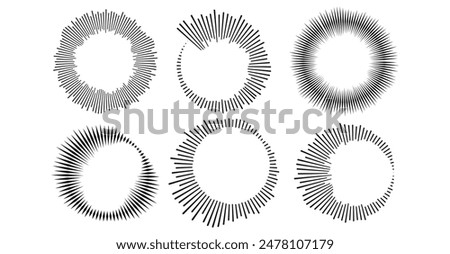 Abstract circular equalizer. Sound waves. Radial radio and voice volume symbol.Vector illustrations isolated on white background.