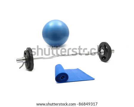 Gym sporting equipment on metalic background
