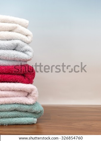 A close up shot of bath towels
