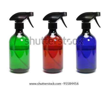 Environmentally safe cleaning products isolated against a white background