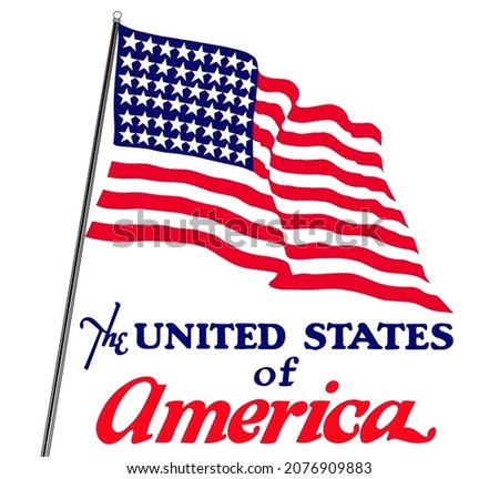 Vector illustration of United States of America flag with USA text typography.