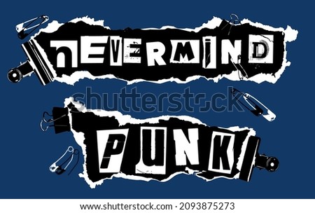 Nevermind Punk. Lettering font study in the style of punk aesthetic on deep blue background.